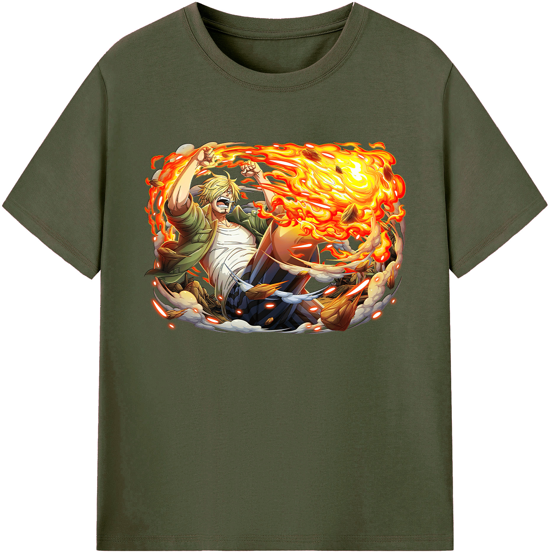 （画像用） ワンピース サンジ ONE PIECE Sanji 綿100％ メンズ半袖Tシャツ｜肌触りやわらか＆通気性